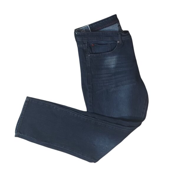MBX Jeans Mens 38X32 Blue Dark Wash Denim Slim Fit Stretch 5 Pocket Casual Pants - Picture 1 of 6